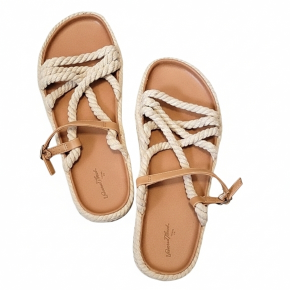 NWT Universal Threads Serena Nautical Rope Sandals Vegan Leather Flats - Picture 9 of 9